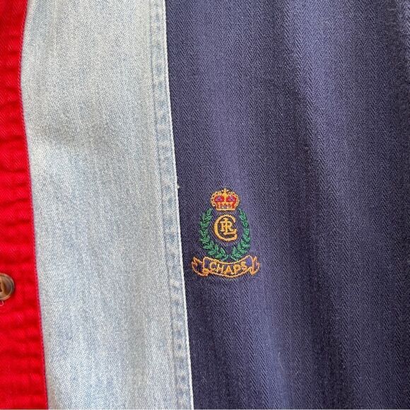 VINTAGE CHAPS RALPH LAUREN COLORBLOCK DENIM SHIRT - Picture 4 of 7